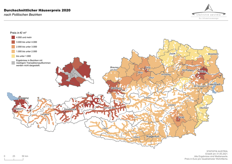 Durchschnittlicher Häuserpreis 2020
